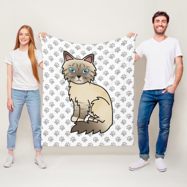 Manta Polar Gato Birman / Ragdoll de Chocolate Point Tabby & P (In situ)