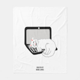 Manta Polar Gato blanco durmiendo en una caja de gatos mediana