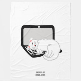 Manta Polar Gato Blanco Durmiendo En Una Gran Cama De Fleece P