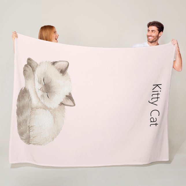 Manta Polar Gato blanco gris gatito (In situ)