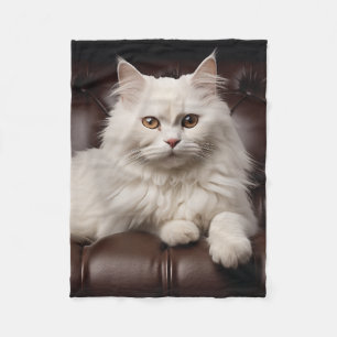 Manta Polar Gato blanco majestuoso