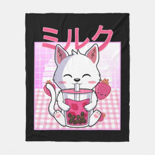 Manta Polar Gato Boba Tea Bubble Tea Anime Kawaii Neko Gift Ki