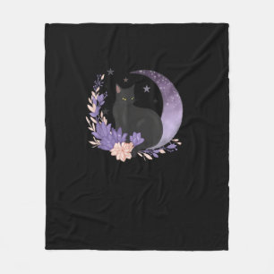 Manta Polar Gato Bruja Flores Luna Goth Pastel Goblincore