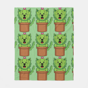 Manta Polar Gato Cactus Planta Mascota Kawaii Lindo   