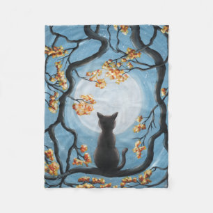 Manta Polar Gato caprichoso en la pintura de la Luna Llena del