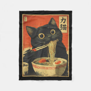 Manta Polar Gato comiendo ramen divertido japonés kawaii gato