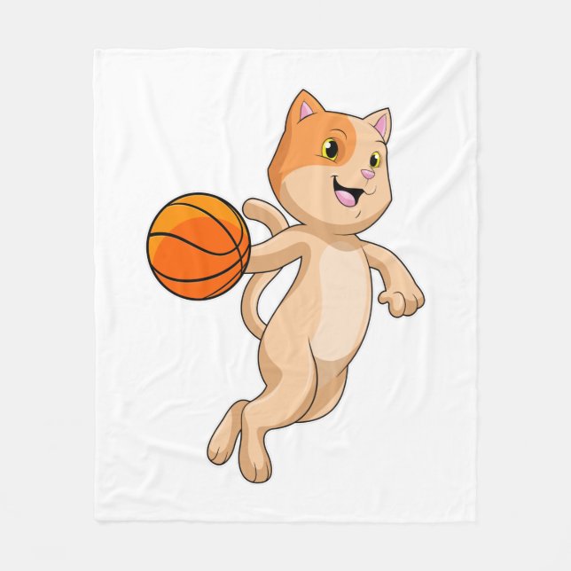 Manta Polar Gato como jugador de baloncesto con baloncesto (Anverso)