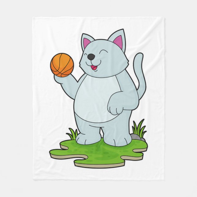 Manta Polar Gato como jugador de baloncesto con baloncesto (Anverso)