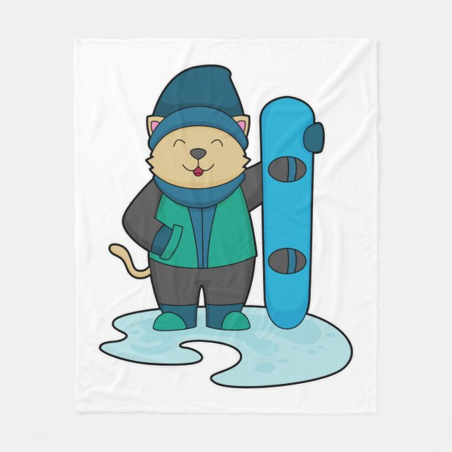 Manta Polar Gato como snowboarder con Snowboard (Anverso)