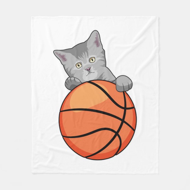 Manta Polar Gato con baloncesto (Anverso)