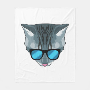 Manta Polar Gato con gafas de sol
