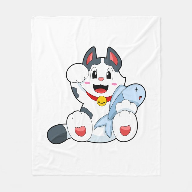 Manta Polar Gato con peces (Anverso)