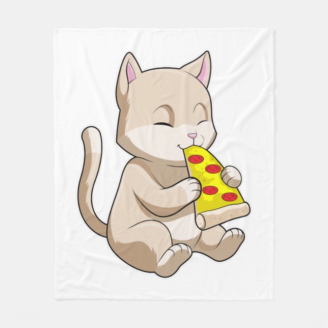 Manta Polar Gato con pizza (Anverso)