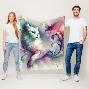 Manta Polar Gato de acuarela etéreo