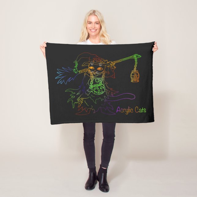 Manta Polar Gato de bruja negra de Halloween (In situ)