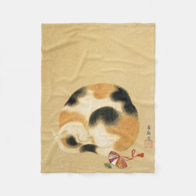 Manta Polar Gato de calicó japonés, Hanabusa Itchō (Anverso)