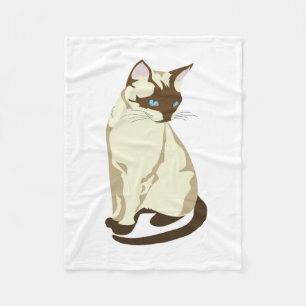 MANTA POLAR GATO DE COLOR BEIGE Y MARRÓN CON OJOS AZULES