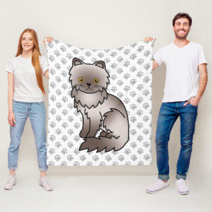 Manta Polar Gato de dibujos animados lila persa lindo & Huella