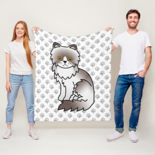Manta Polar Gato de dibujos animados persa bicolor lila & pata