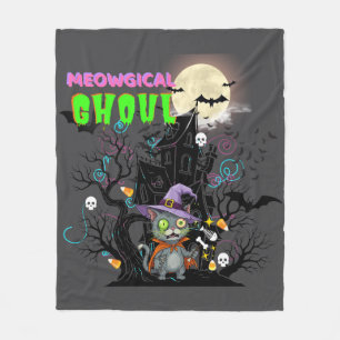 Manta Polar Gato de Halloween Ghoul "Meowgical Ghoul" Bruja Ki