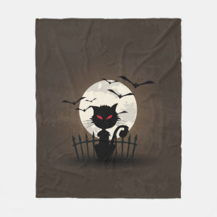 Manta Polar Gato de Halloween negro y marrón aterrador