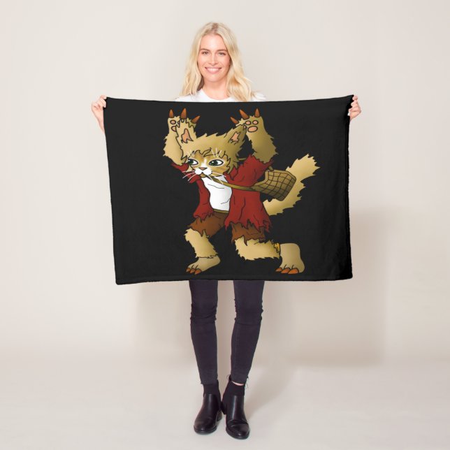 Manta Polar Gato de Halloween Werewolf (In situ)