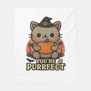 Manta Polar Gato de Kawaii Halloween con calabaza, sabor a bru