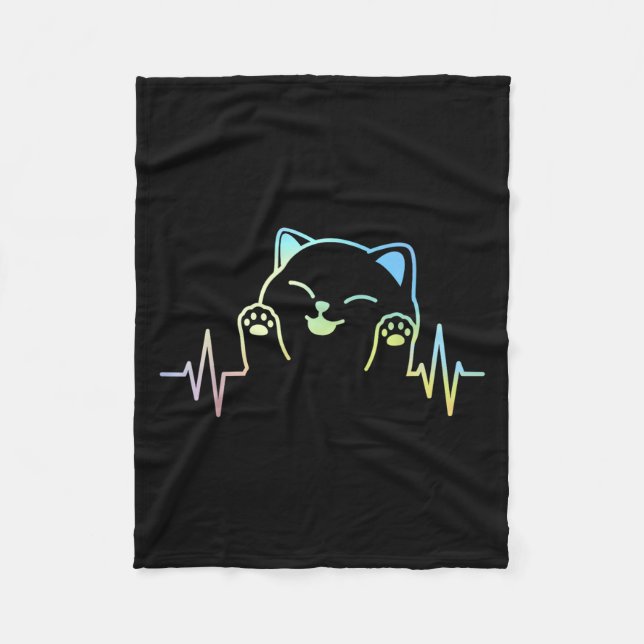 Manta Polar Gato de latido Gato Enamorado Silhouette Animal Cu (Anverso)