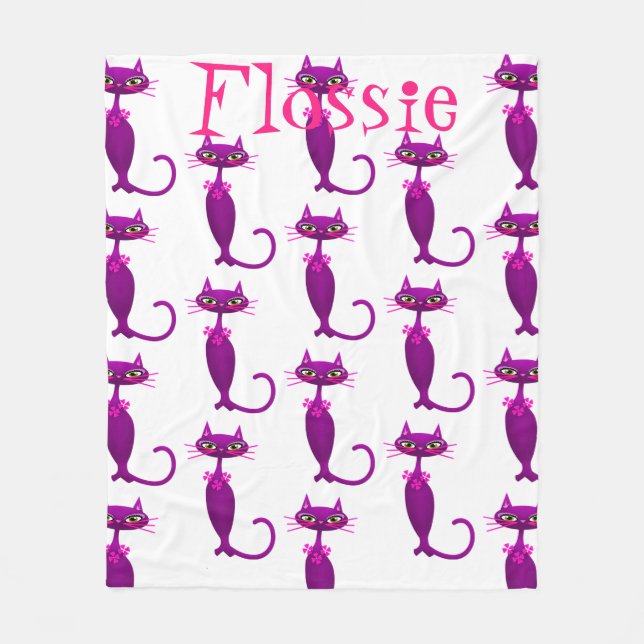 Manta Polar Gato de mediados de siglo lindo jovencito morado r (Anverso)