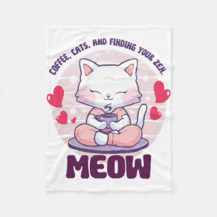 Manta Polar Gato de meditación - Gato Kawaii