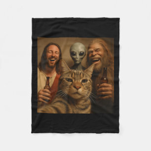 Manta Polar Gato De Navidades Graciosos Selfie Bigfoot An Alie