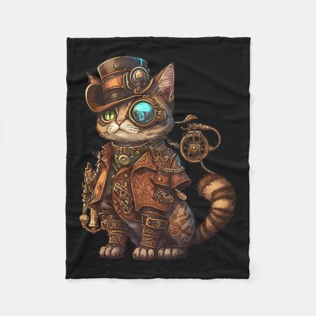 Manta Polar Gato de Punk al vapor Kitten Kitty Steampunk (Anverso)