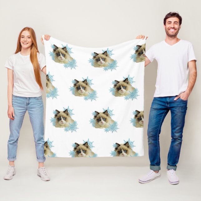 Manta Polar Gato de Ragdoll en copos de nieve (In situ)