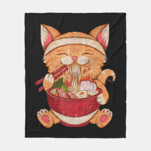 Manta Polar Gato de Ramen de carne japonesa Kawaii Chicas de A