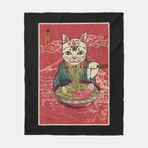 Manta Polar Gato de Ramen Kawaii Anime Funcionario japonés de 