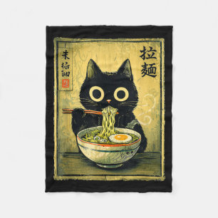 Manta Polar Gato de ramen Kawaii vintage japonés divertido ret