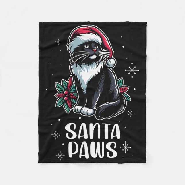 Manta Polar Gato de Santa Cruz de Tuxedo con Navidades de Sant (Anverso)