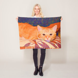 Manta Polar Gato de Tabby anaranjado brillante lindo divertido