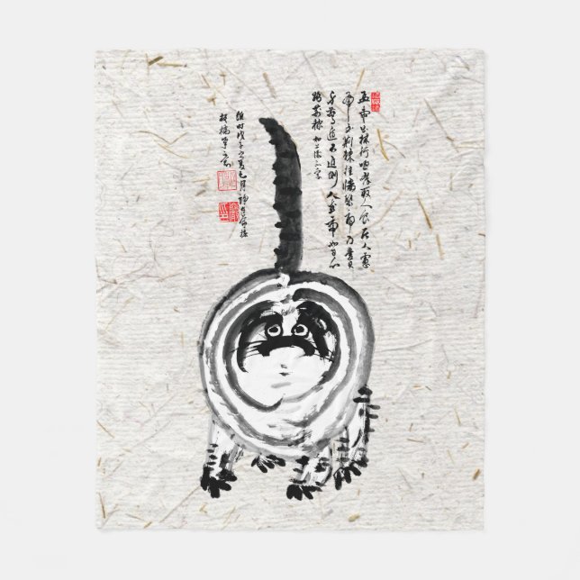 Manta Polar Gato de Tabby japonés a rayas choncas (Anverso)