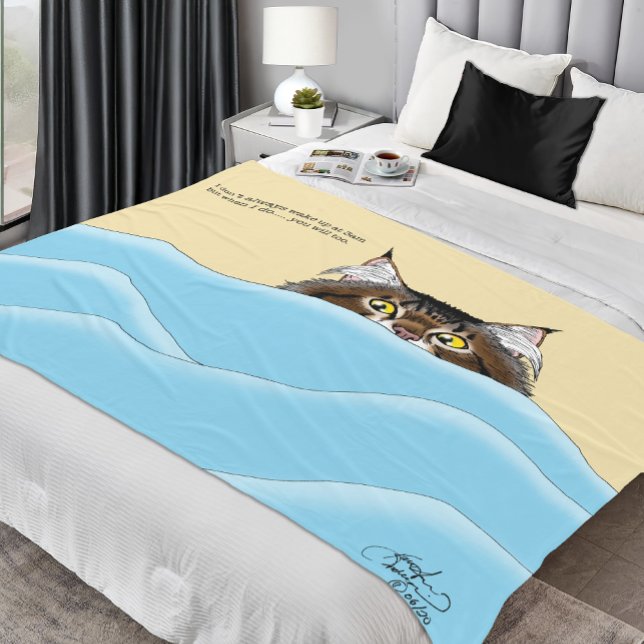 Manta Polar Gato de Tabby Peeking Blue Funny (Subido por el creador)