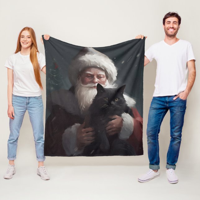 Manta Polar Gato de Tuxedo con Navidades festivos de Santa Cla (In situ)