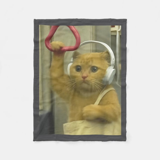 Manta Polar Gato Divertido de Subway Meme Stud Brainrot Gatos  (Anverso)