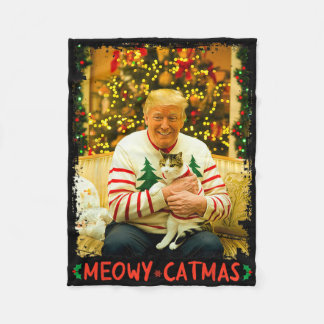 Manta Polar Gato divertido de Trump Navidad Amantes de gatos M