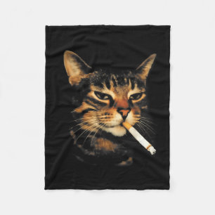 Manta Polar Gato Divertido Fumando Cigarrillo Gatito Meme Estú