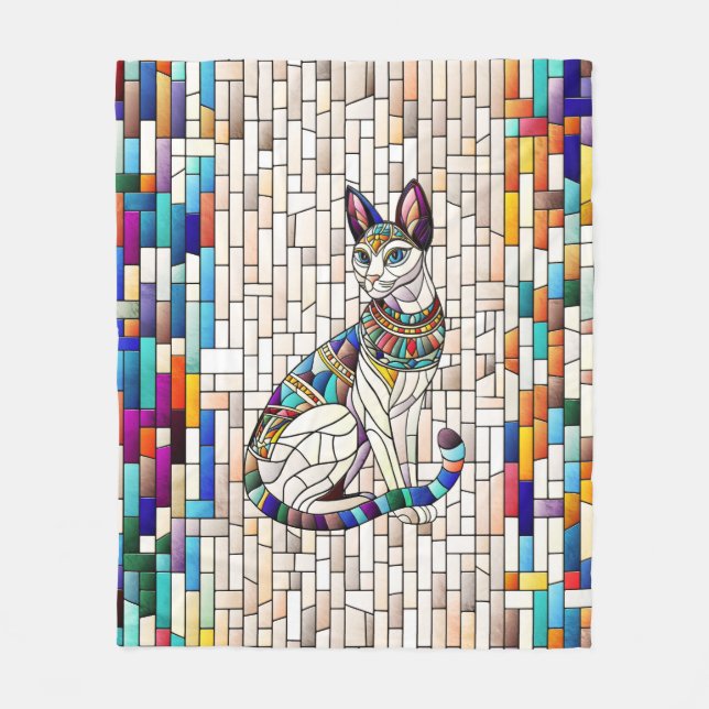 Manta Polar Gato egipcio - Arte Mosaico (Anverso)