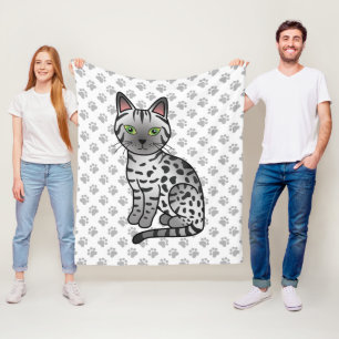 Manta Polar Gato Egipcio Mau Plateado Dibujo Animado Lindo & G
