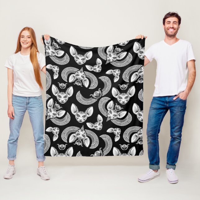 Manta Polar Gato esfinge egipcio ama al gótico negro (In situ)