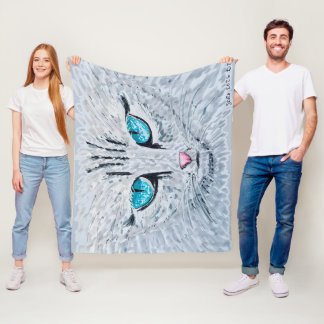 Manta Polar Gato Esponjoso de Ojos Azules