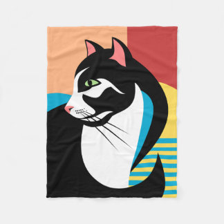 Manta Polar Gato estilizado colorido