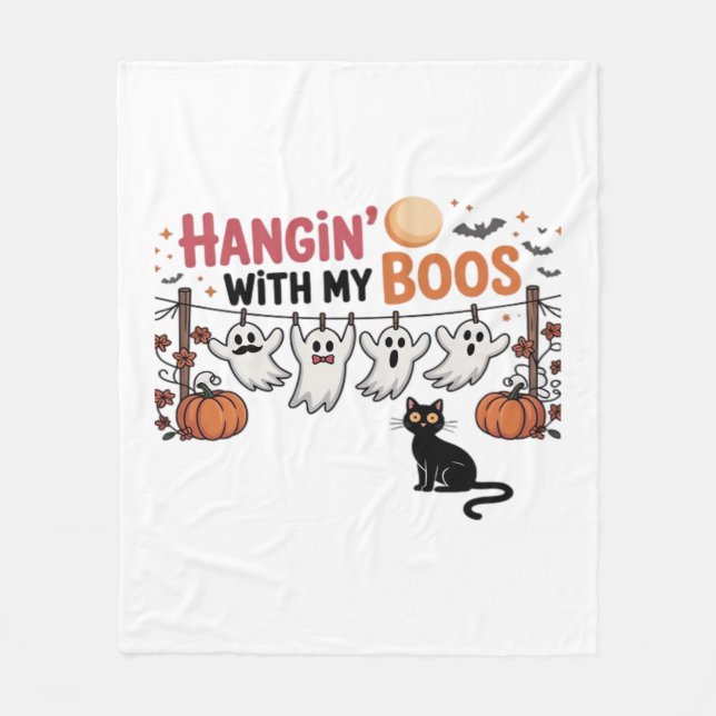 Manta Polar Gato fantasma feliz del día del boo PNG - Escandal (Anverso)